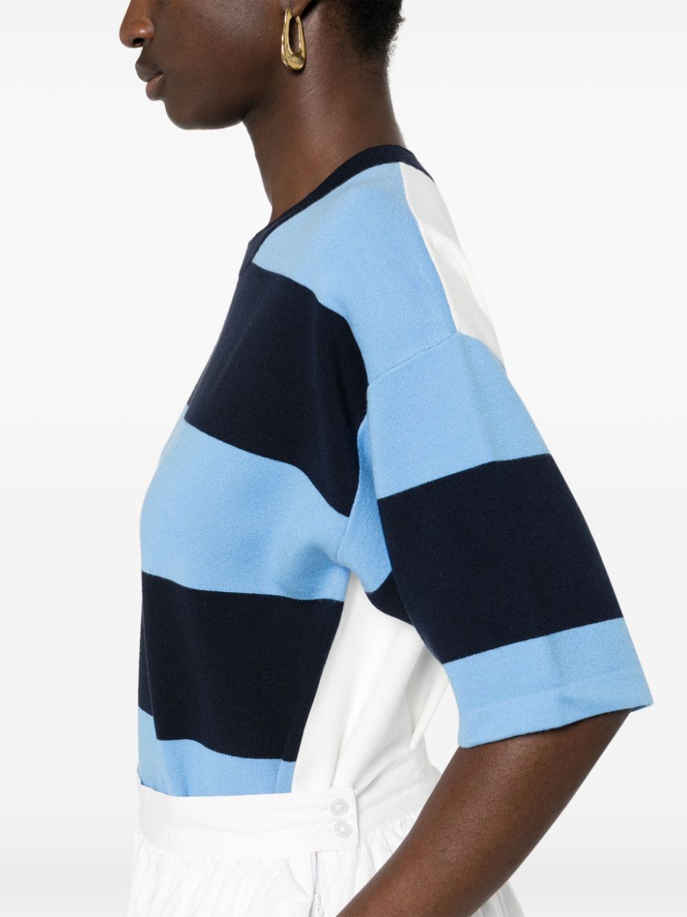 Shop Essentiel Antwerp Contrast Striped Short-sleeved Jumper In Blue