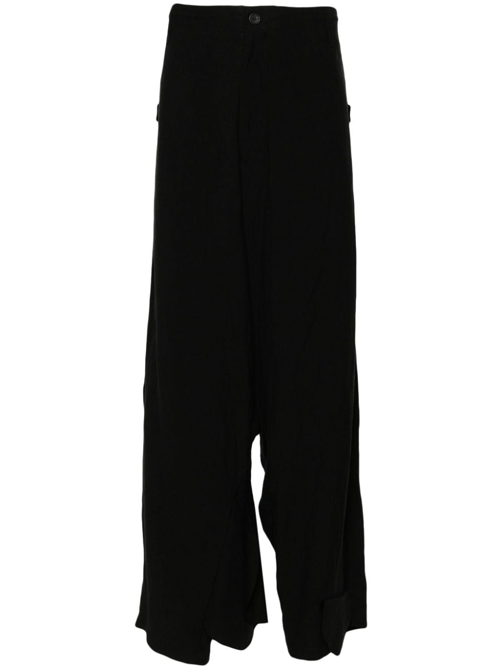 Yohji Yamamoto G-flap Drop-crotch Trousers In Black