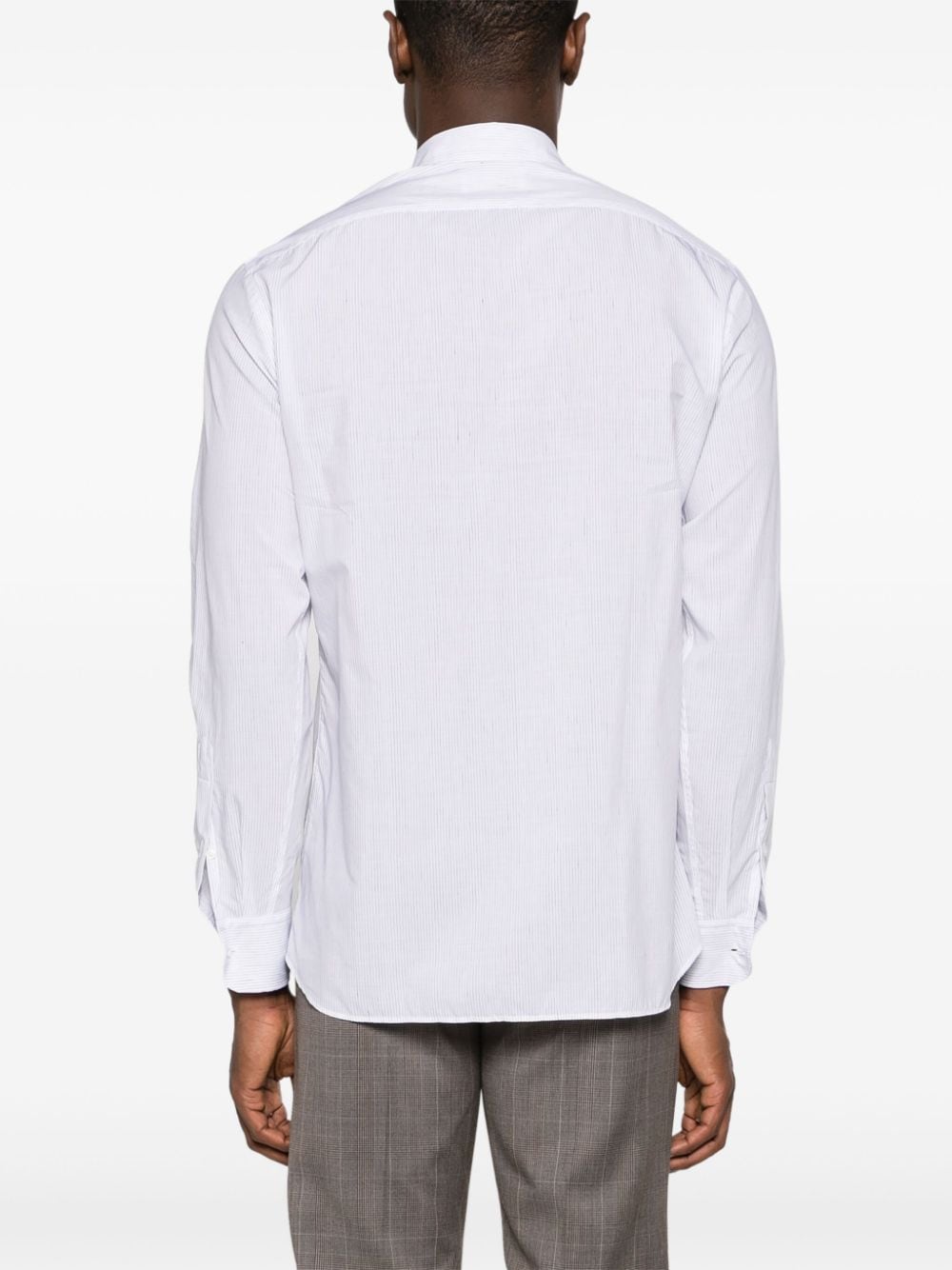 Shop Lardini Striped Linen-blend Shirt In White