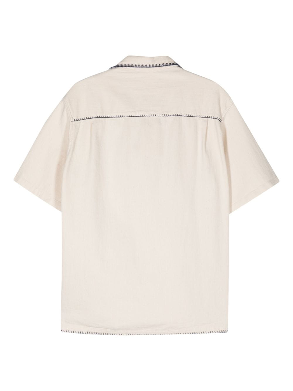 Shop Drôle De Monsieur Logo-embroidered Cotton Shirt In Neutrals