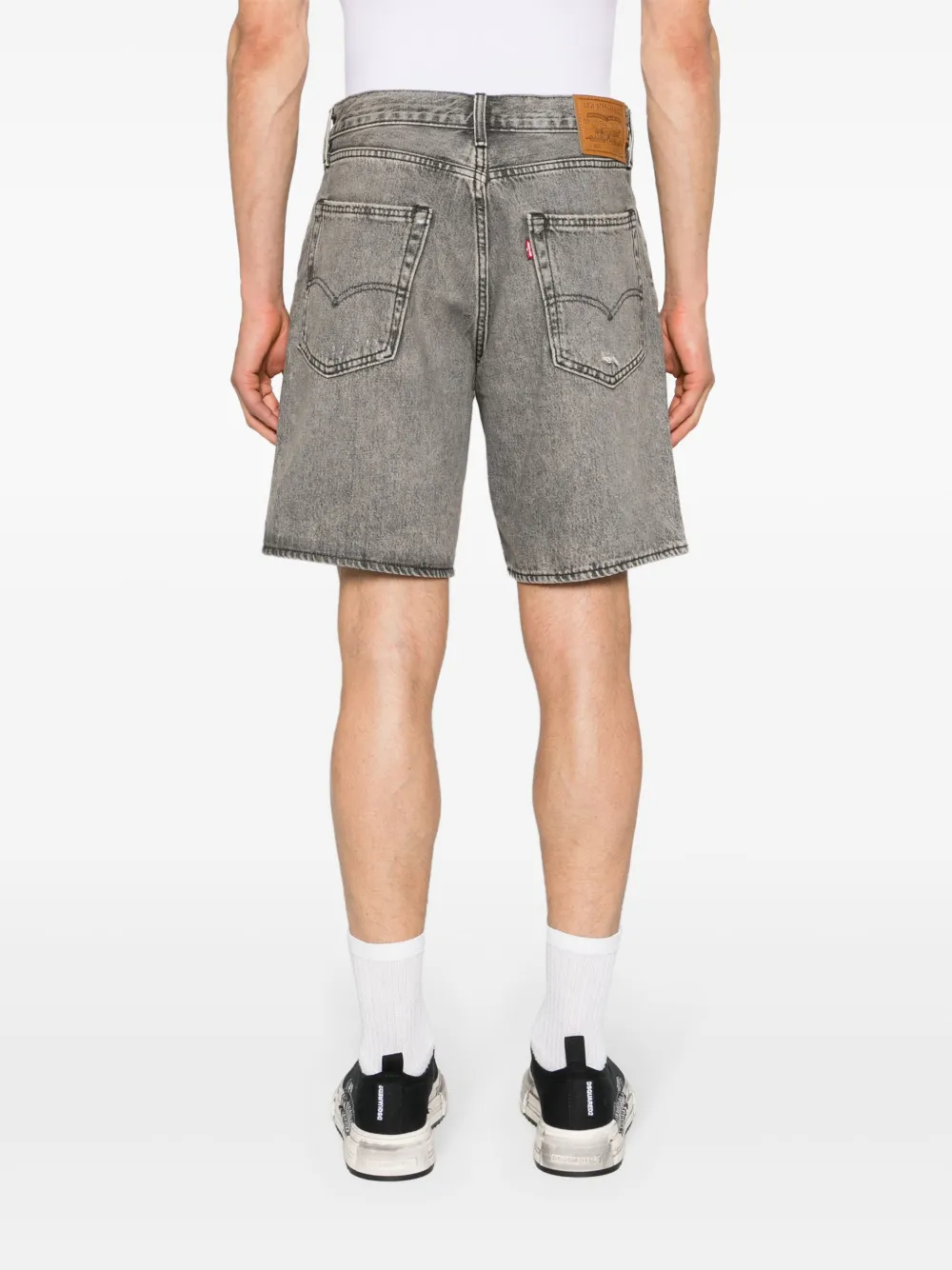 Shop Levi's 468 Mid-rise Denim Shorts In Grau