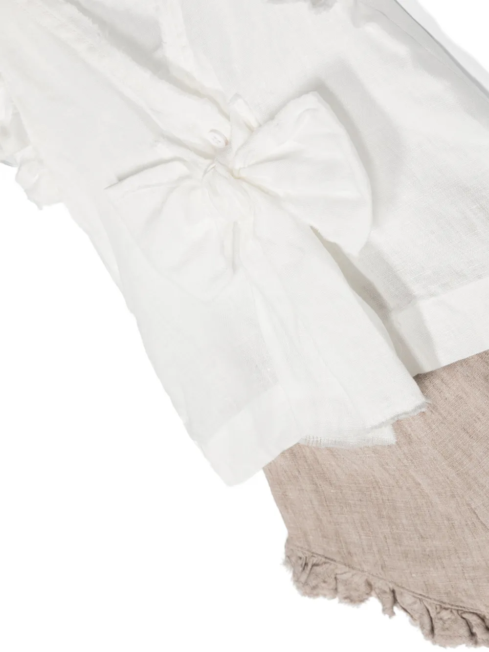 Shop Il Gufo Bow-detailing Linen Short Set In White