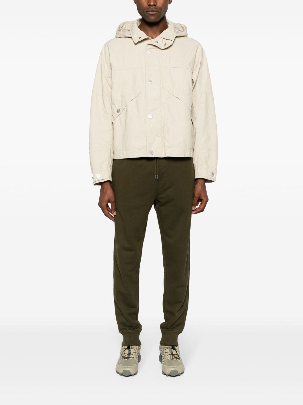 Shop Stone Island Raw Plated Linen Hooded Jacket In Neutrals