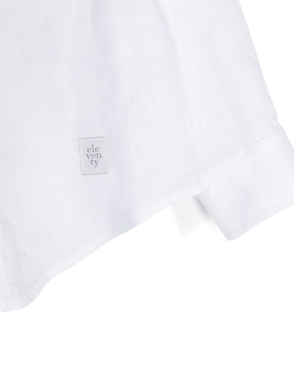 Shop Eleventy Band-collar Linen Shirt In White