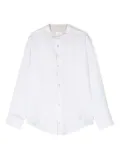 Eleventy Kids band-collar linen shirt - White