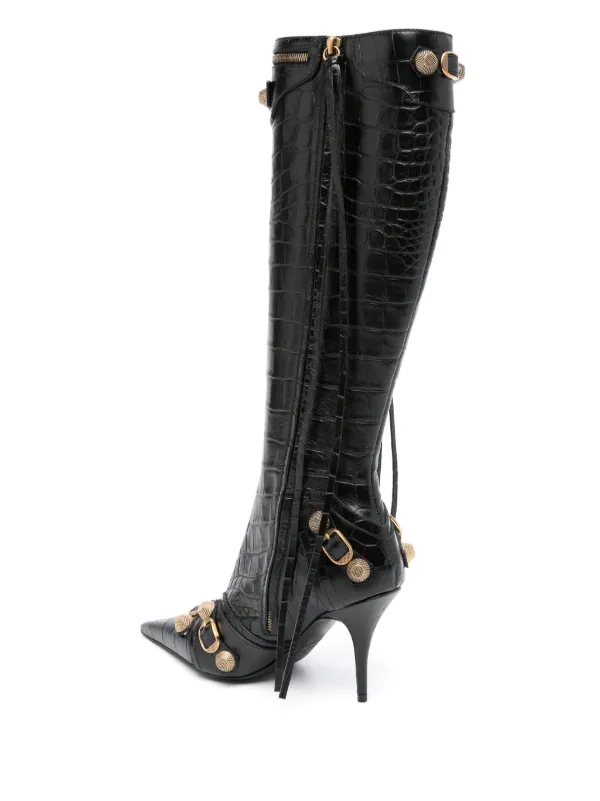 ミドルブーツ Balenciaga Printed Nappa Leather Cagole Boots Balenciaga 90mm Cagole Boots | Black | FARFETCH