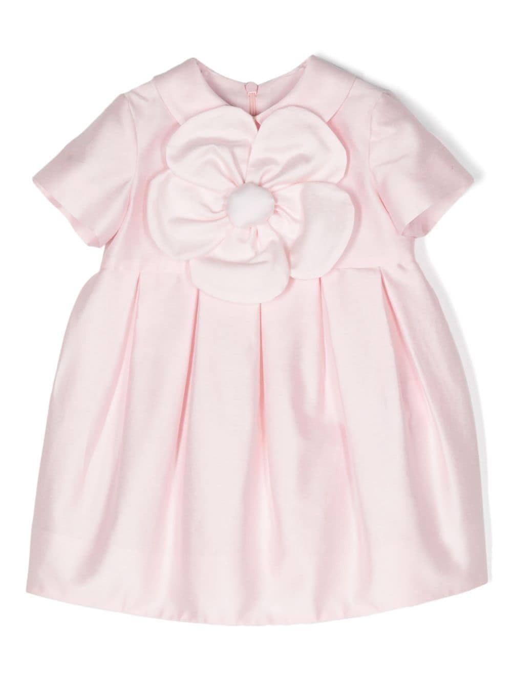 Mi Sol Geplooide jurk met bloe patch Roze