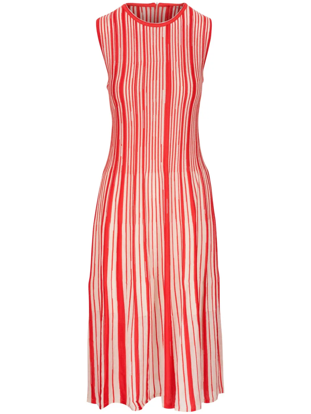 Shop Akris Vertical-pattern Midi Dress In Red