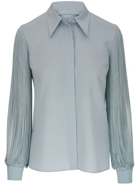 Akris straight-collar silk blouse
