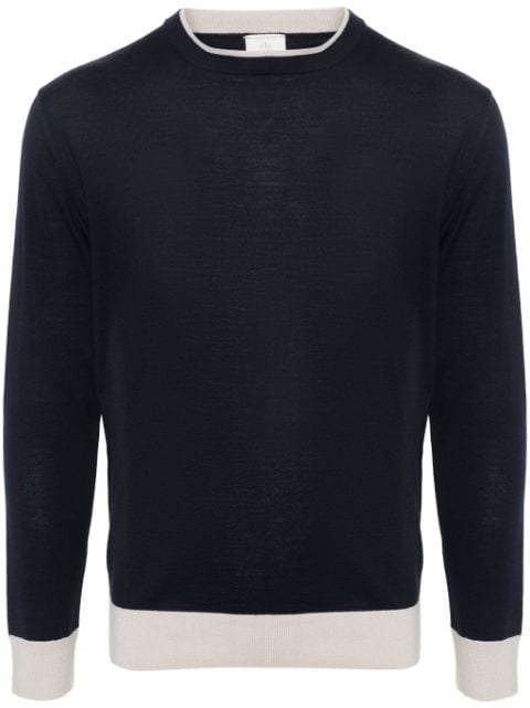 Eleventy contrasting crew-neck jumper