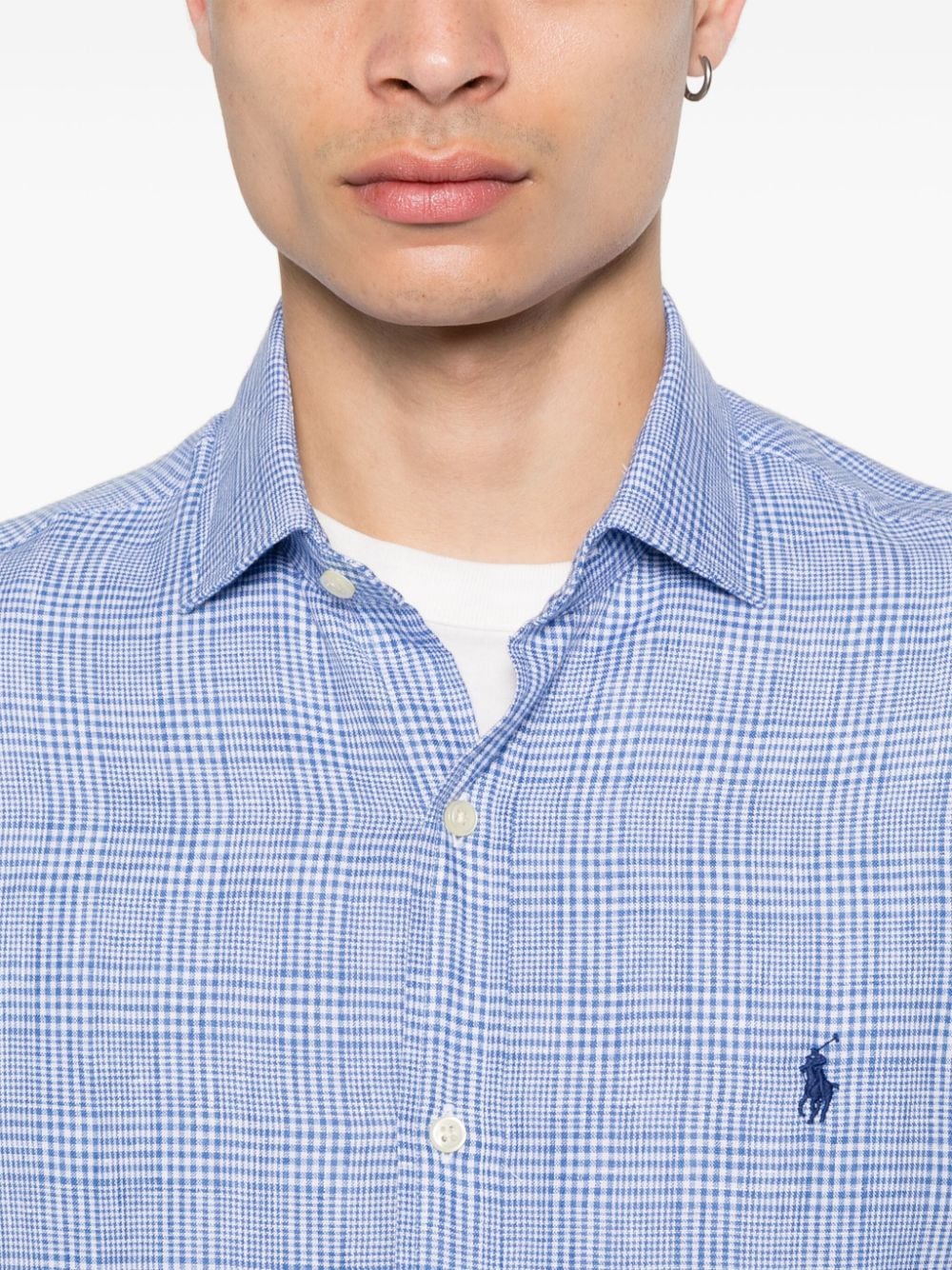 Shop Polo Ralph Lauren Check-pattern Linen Shirt In Blue