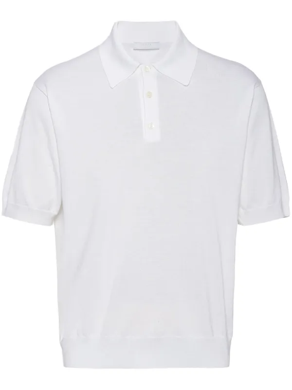 Prada Triangle logo Cotton Polo Shirt White FARFETCH AO