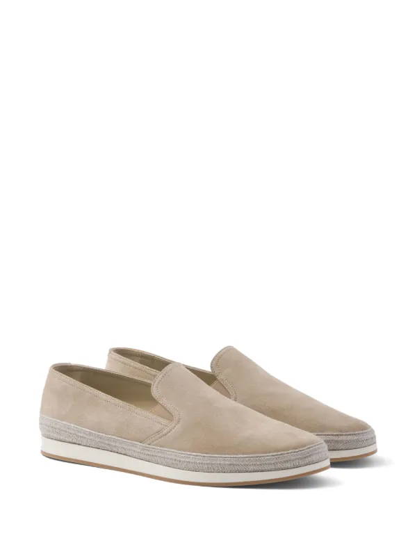 【関税＆送料込み】Prada Suede Espadrilles Prada Suede slip-on Espadrilles | Neutrals | FARFETCH UK