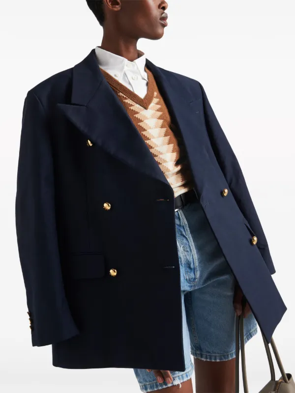 【送料&関税込】Prada Cotton Double-breasted Blazer Prada Cotton Blazer | Blue | FARFETCH