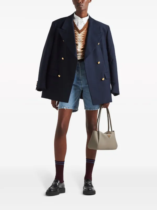 【送料&関税込】Prada Cotton Double-breasted Blazer Prada Cotton Blazer | Blue | FARFETCH