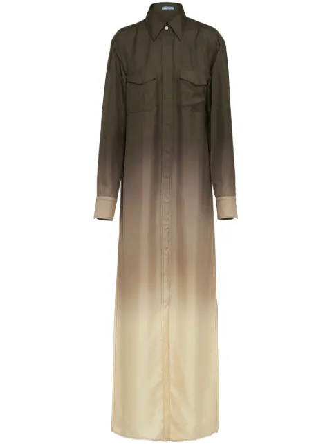 Prada ombré-effect silk-twill shirt dress