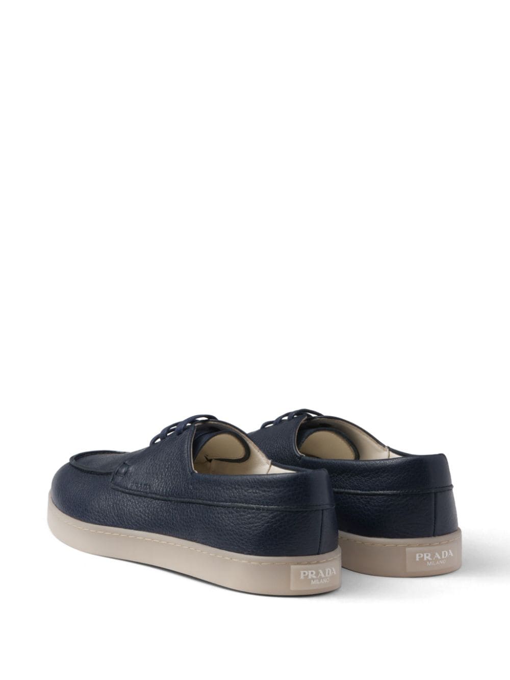 Shop Prada Lace-up Leather Loafers In Blue