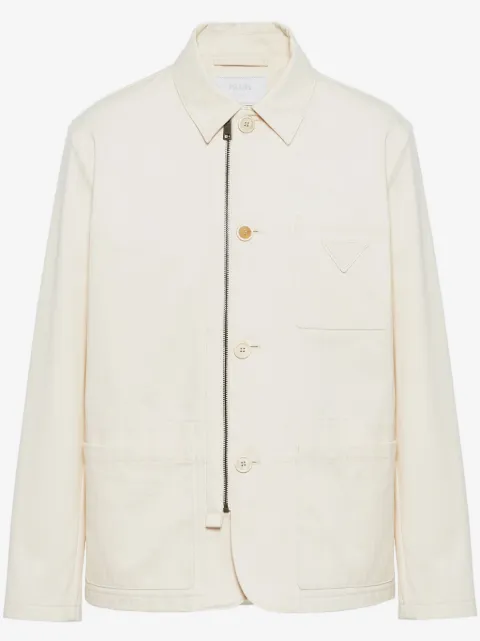 Prada herringbone cotton shirt jacket