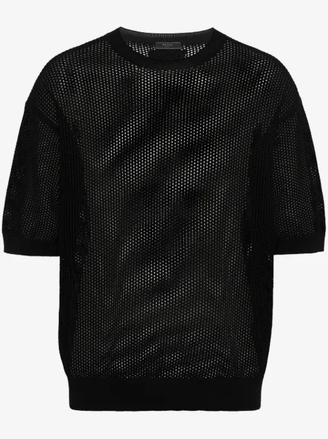 Prada glesstickad kortärmad tröja
