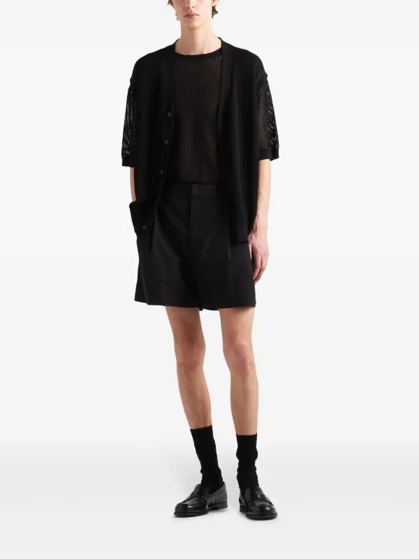 Prada open-knit short-sleeved Jumper | Black | FARFETCH