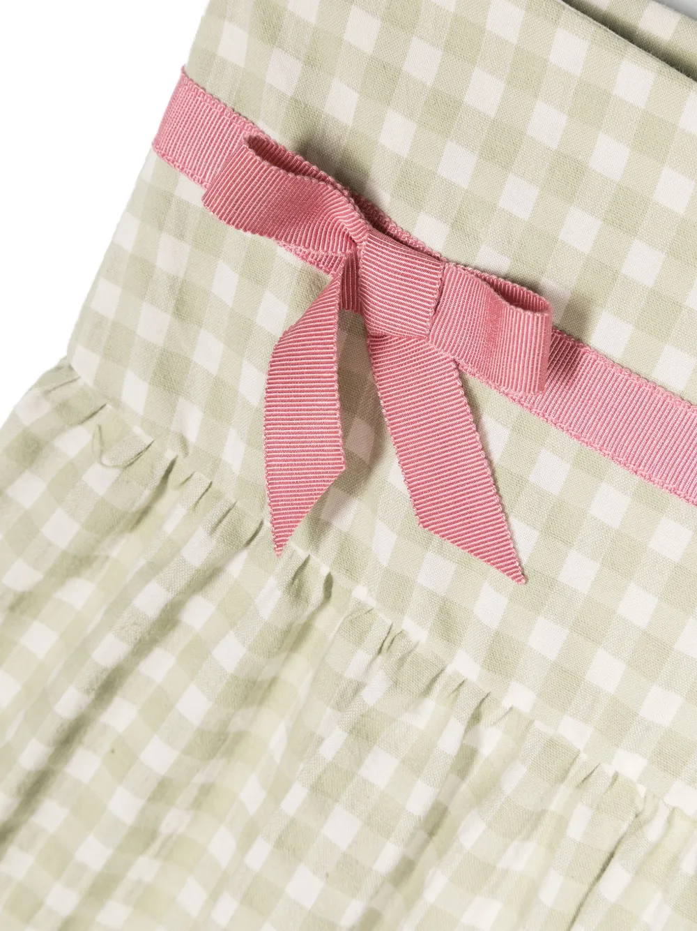 La Stupenderia Broek met gingham ruit en strik Groen