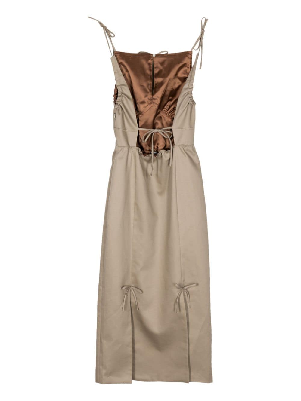 Shop Meryll Rogge Panelled Cotton Midi Dress In Brown