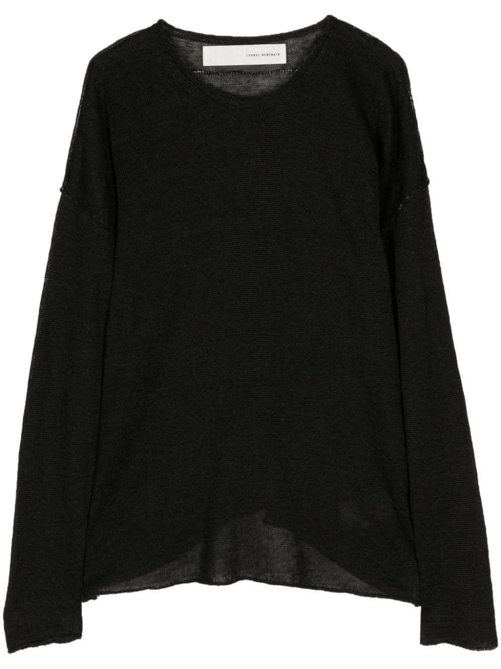 Isabel Benenato Raw Edge Linen Jumper In Black