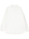 Isabel Benenato band-collar linen shirt - White