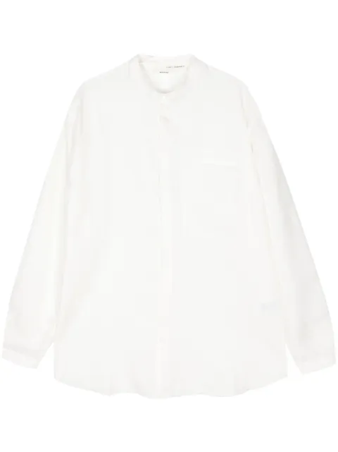 Isabel Benenato band-collar linen shirt 