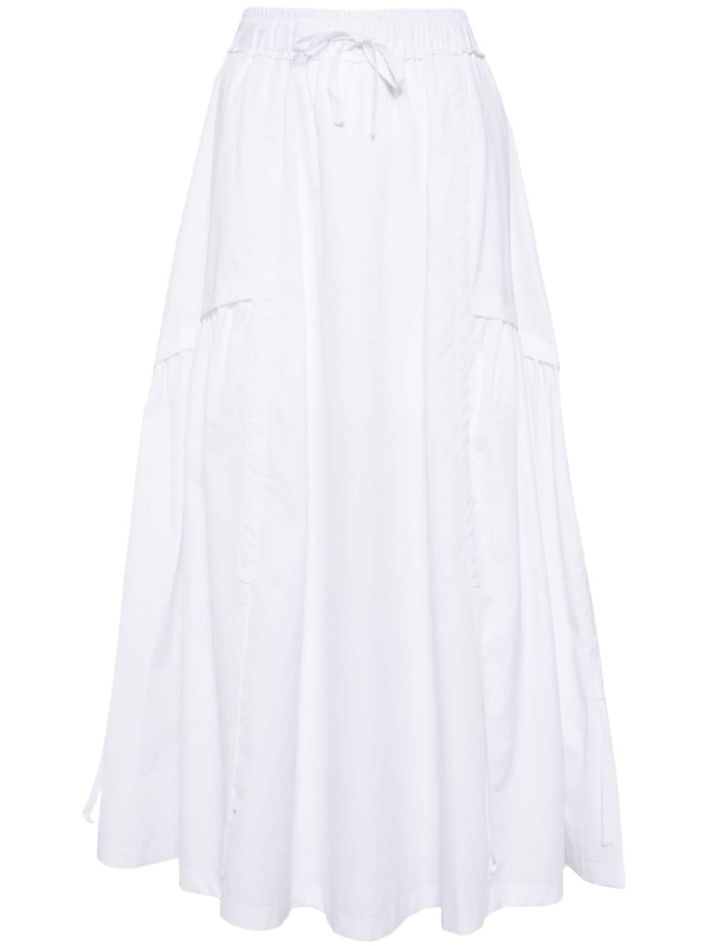 Isabel Benenato 抽绳腰边棉中长半身裙 In White