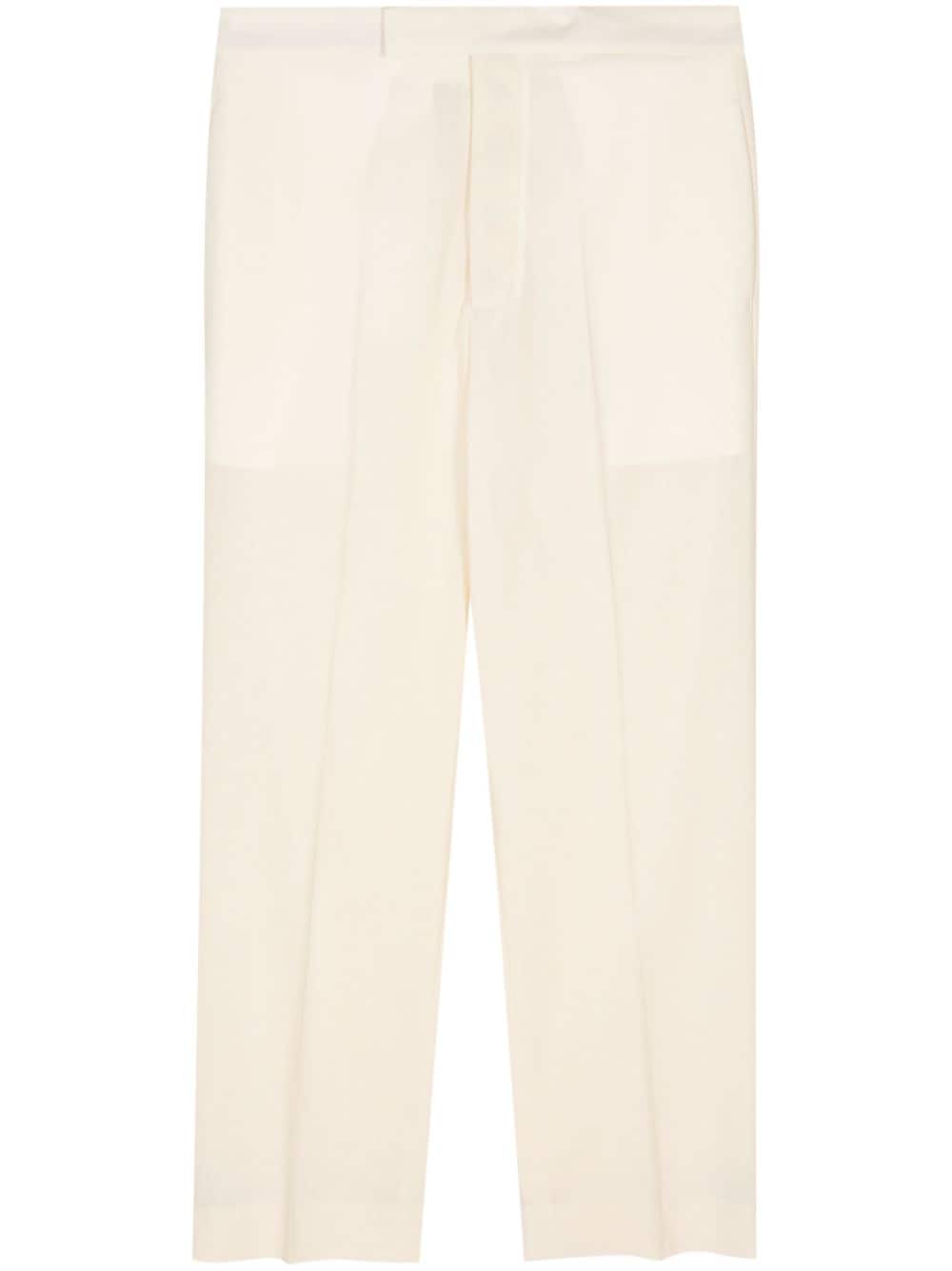 Sapio Pressed-crease Wool Tapered Trousers In Neutrals
