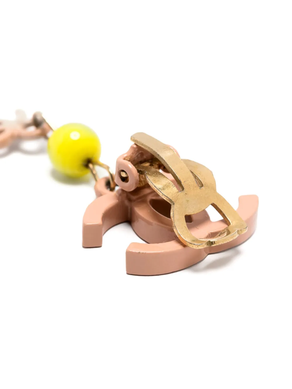 Pre-owned Chanel 2006 Cc-logo Dangle Clip-on Earrings In Pink