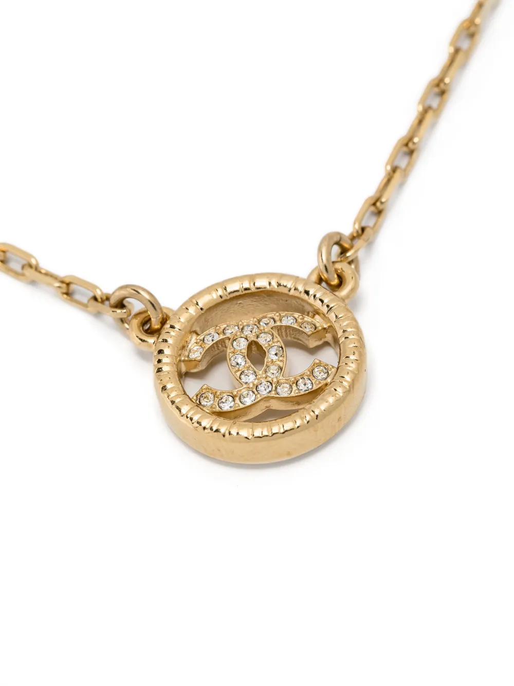 Pre-owned Chanel 2000s Cc Pendant Necklace In Gold