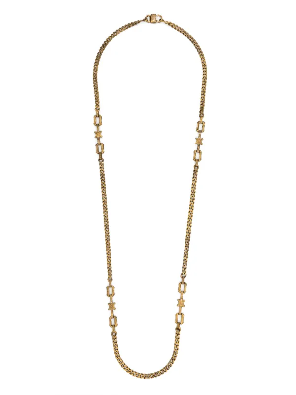 Celine Pre-owned 1970s Triomphe Sautoir Necklace in Gold