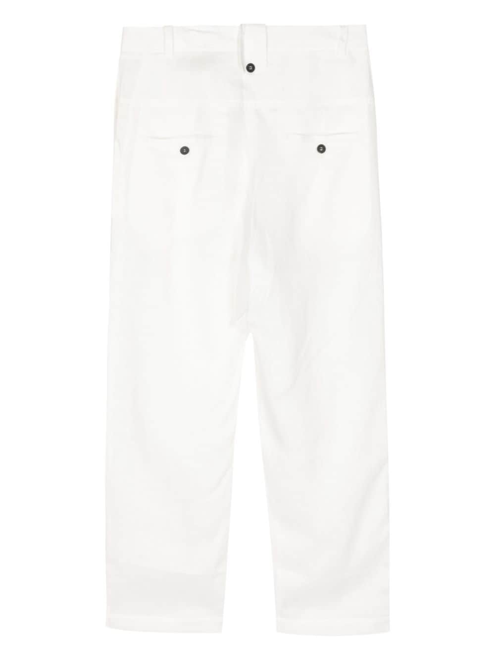 Shop Isabel Benenato Straight-leg Linen Trousers In White