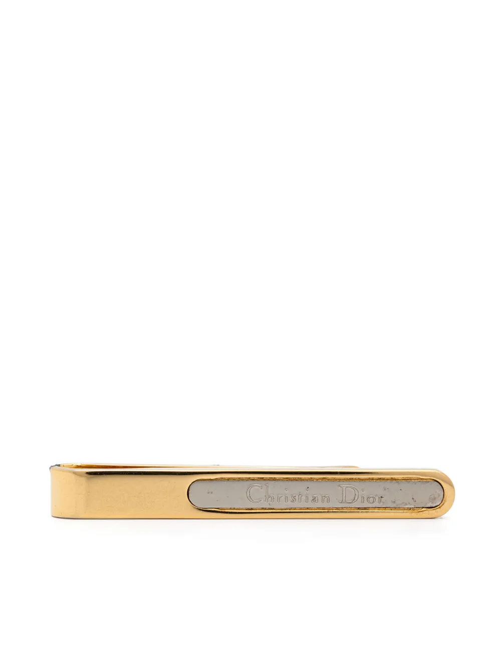 Pre-owned Dior 1990s Logo-engraved Tie Clip In Gold