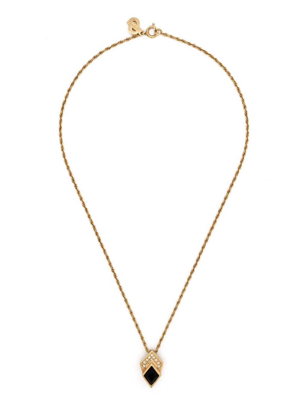 Pre-owned Dior 1980s Diamond-pendant Necklace In Gold