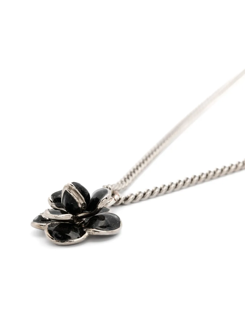 Pre-owned Chanel 2009s Camélia Flower-pendant Necklace In Silver