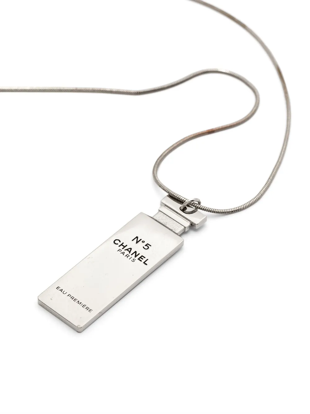 Pre-owned Chanel 2000s Nº5 Pendant Necklace In Silver