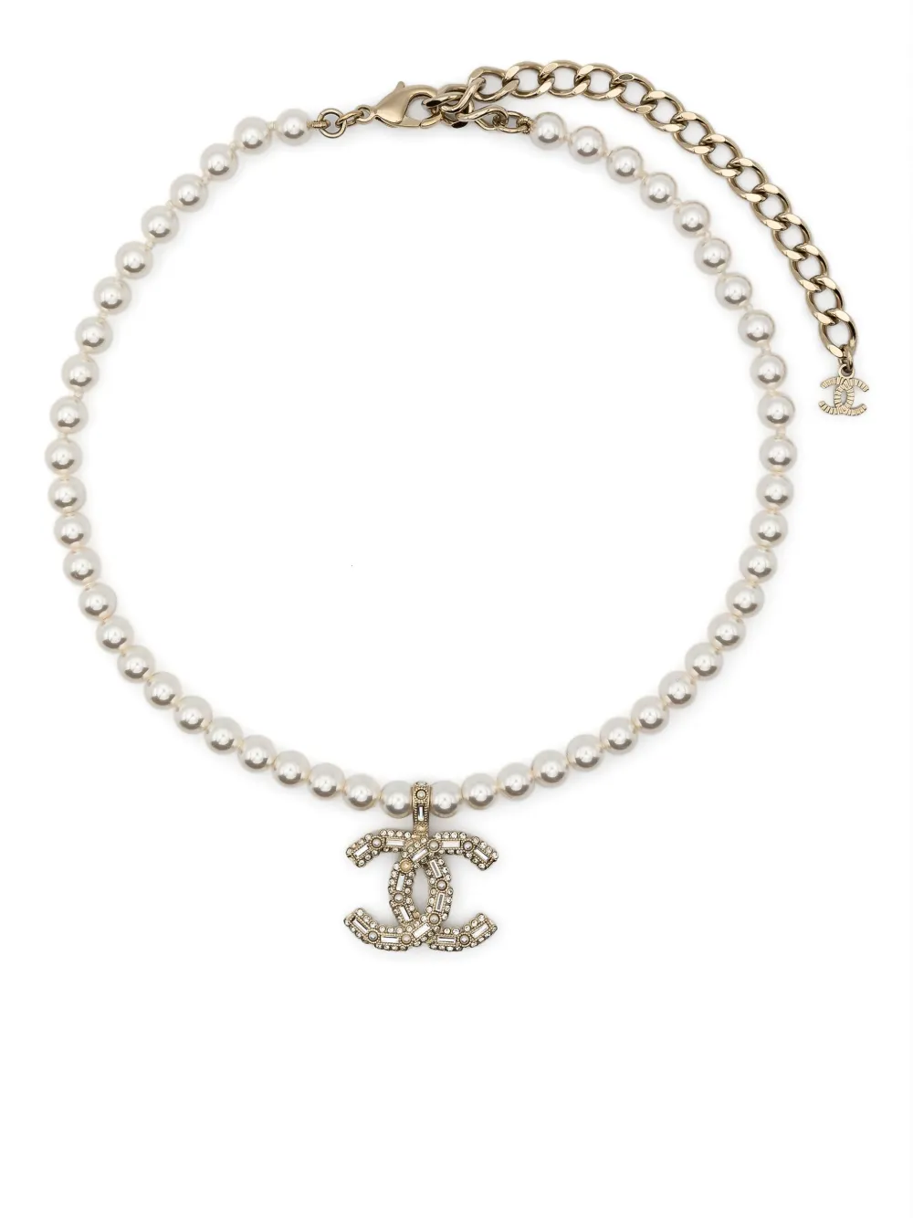 Pre-owned Chanel 2016s Logo-pendant Necklace In Neutrals