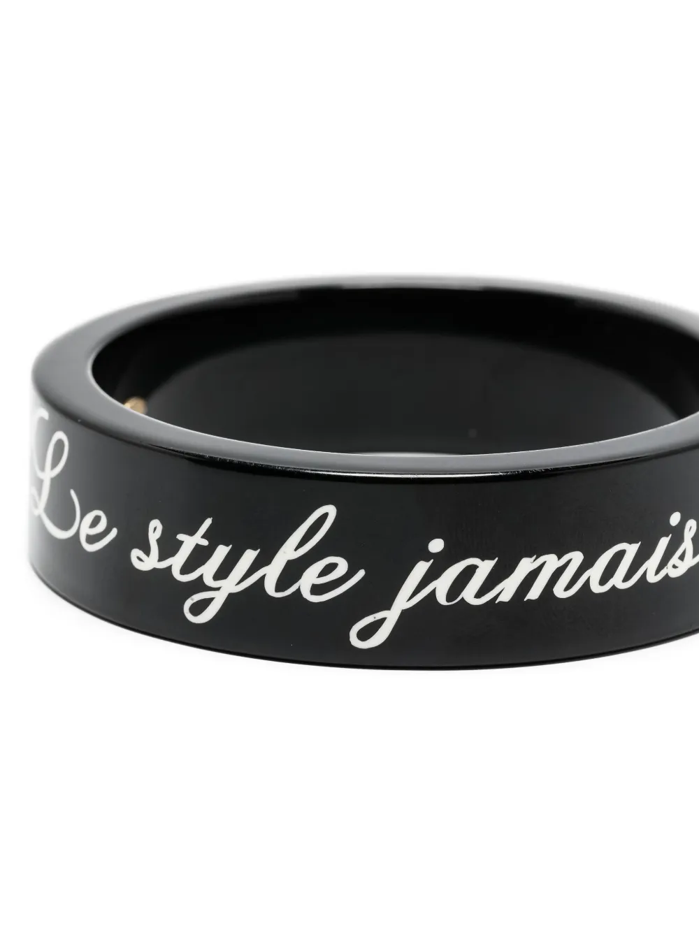 Pre-owned Chanel 2007s Slogan-print Bangle Bracelet In Black