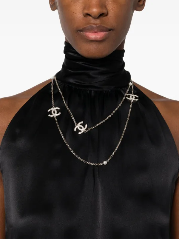 Chanel Necklace Chain CHANEL 21S CC Turnlock Black Leather Chain