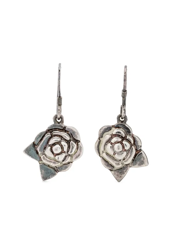 Chanel Pre-owned 1990s Camélia Rose-pendant Earrings in Silver