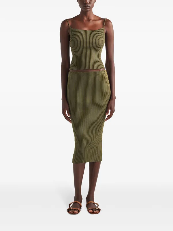 【プラダ・PRADA】Ribbed knit cotton skirt Prada Cotton Knit Mini Skirt - Bergdorf Goodman