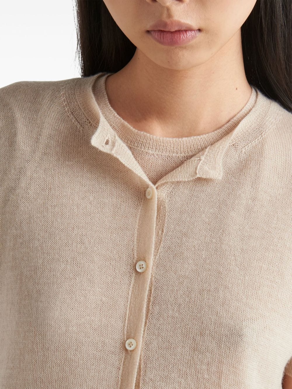 Shop Prada Short-sleeved Cashmere Cardigan In Neutrals