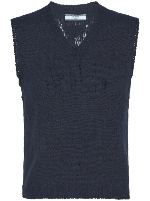 Gilet en cachemire à col v - Prada - Modalova