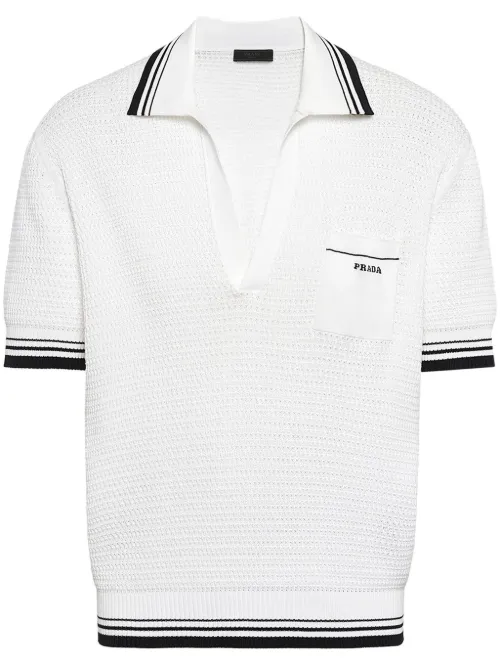 Polo à logo en intarsia - Prada - Modalova