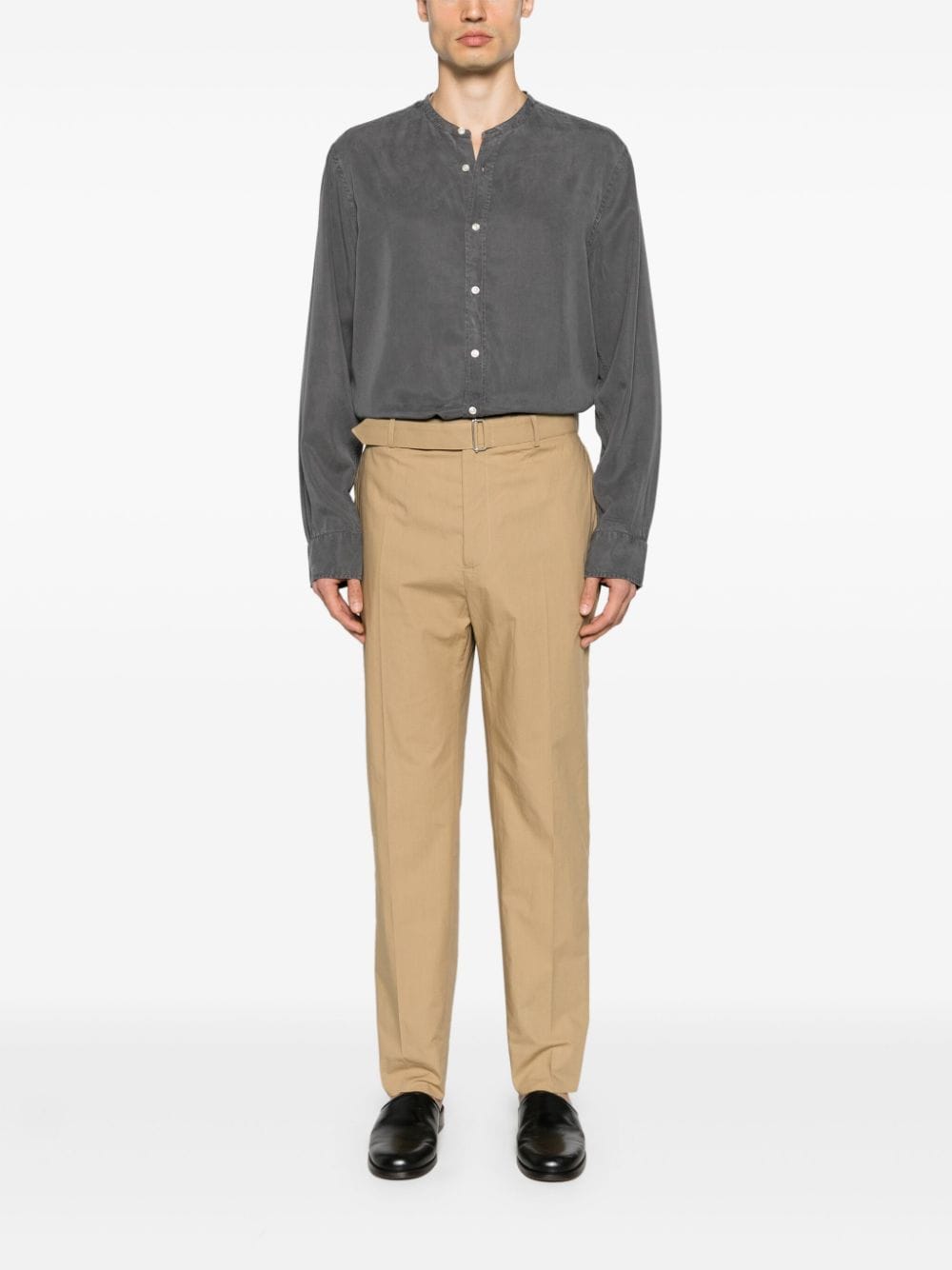 Shop Officine Generale Owen Mid-rise Tapered Trousers In Neutrals