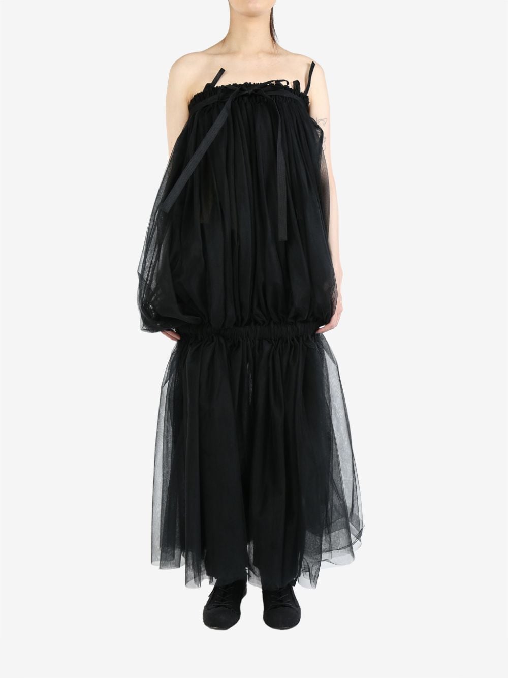 Noir Kei Ninomiya mesh strapless dress - Zwart