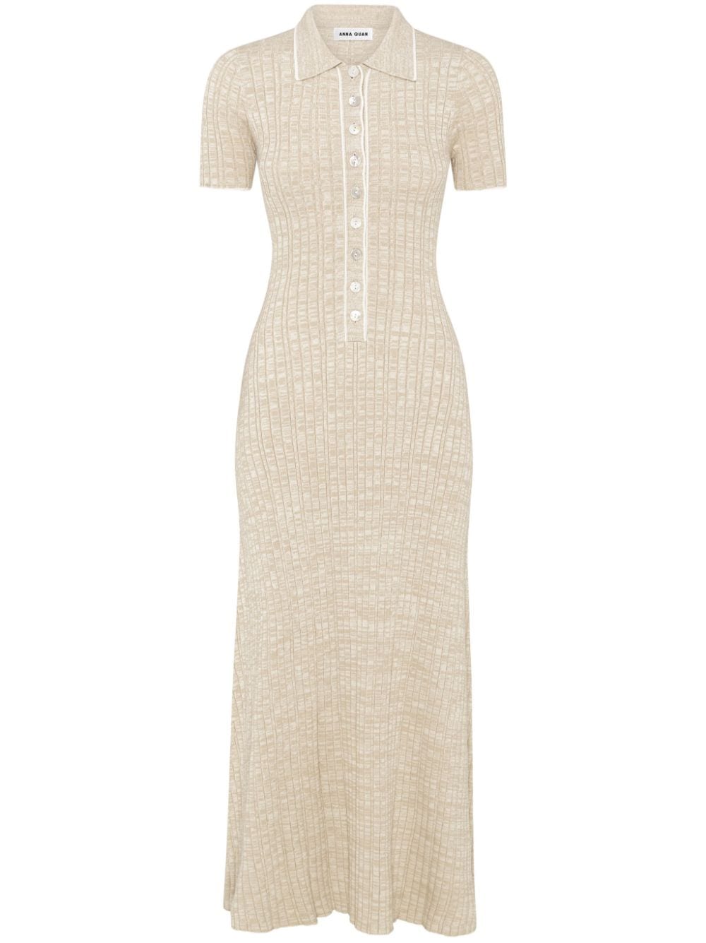 Anna Quan Penelope Contrasting-trim Polo Dress In Neutral